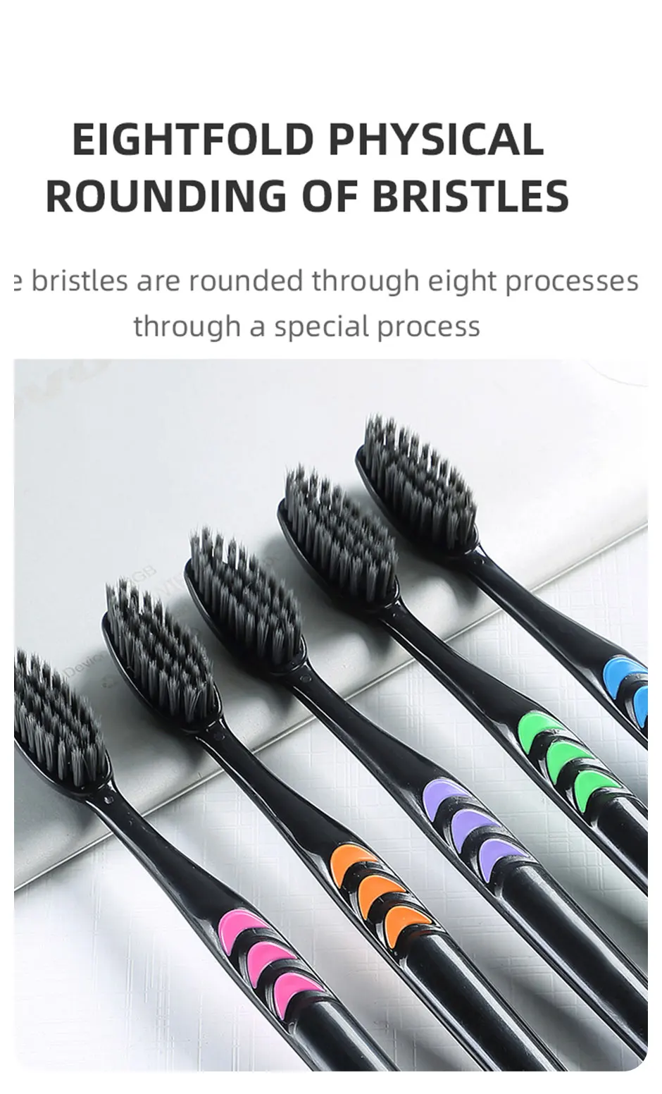 Cross Border Jianpai Soft Bristle Toothbrush Adult Bamboo Charcoal Household Fine Hair Toothbrush Antibacterial Men and Women