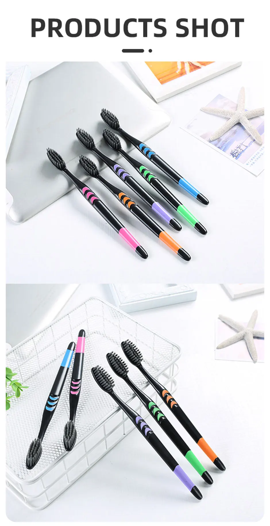 Cross Border Jianpai Soft Bristle Toothbrush Adult Bamboo Charcoal Household Fine Hair Toothbrush Antibacterial Men and Women