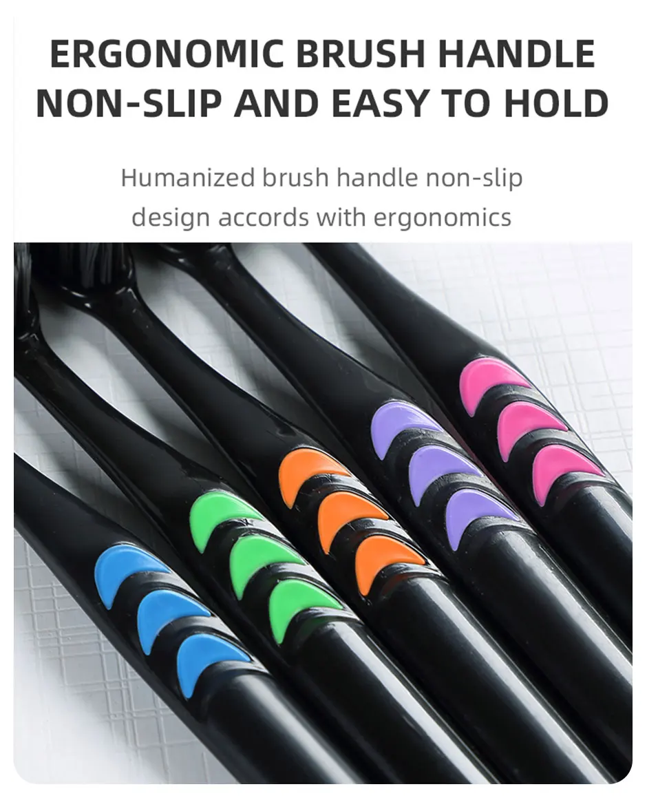 Cross Border Jianpai Soft Bristle Toothbrush Adult Bamboo Charcoal Household Fine Hair Toothbrush Antibacterial Men and Women