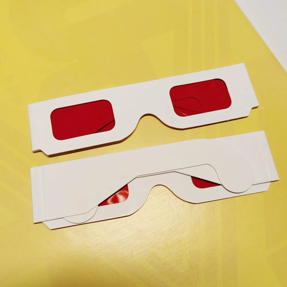 100pcs/lot Re-useable White Paper 3D Glasses Paper Frame Red/Red Lens 3d Decoder Glasses For Promotion