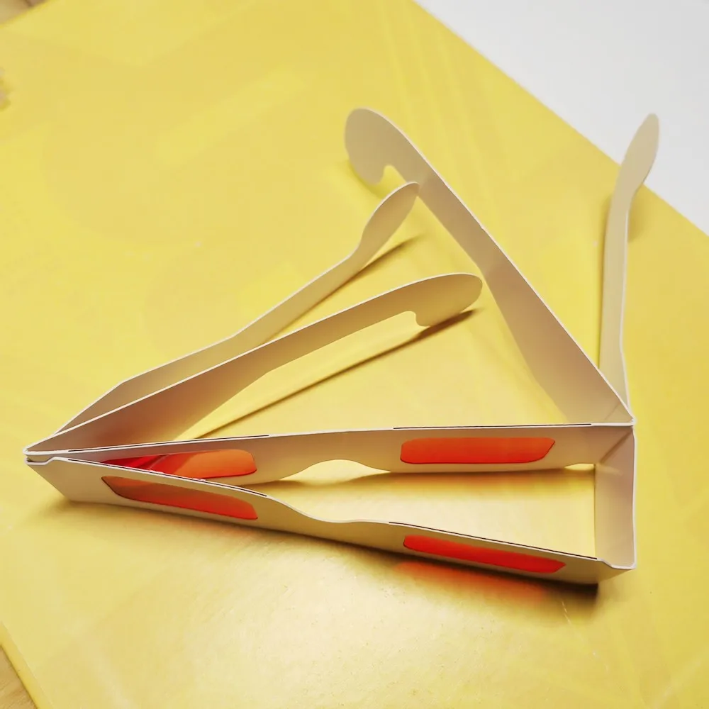 100pcs/lot Re-useable White Paper 3D Glasses Paper Frame Red/Red Lens 3d Decoder Glasses For Promotion
