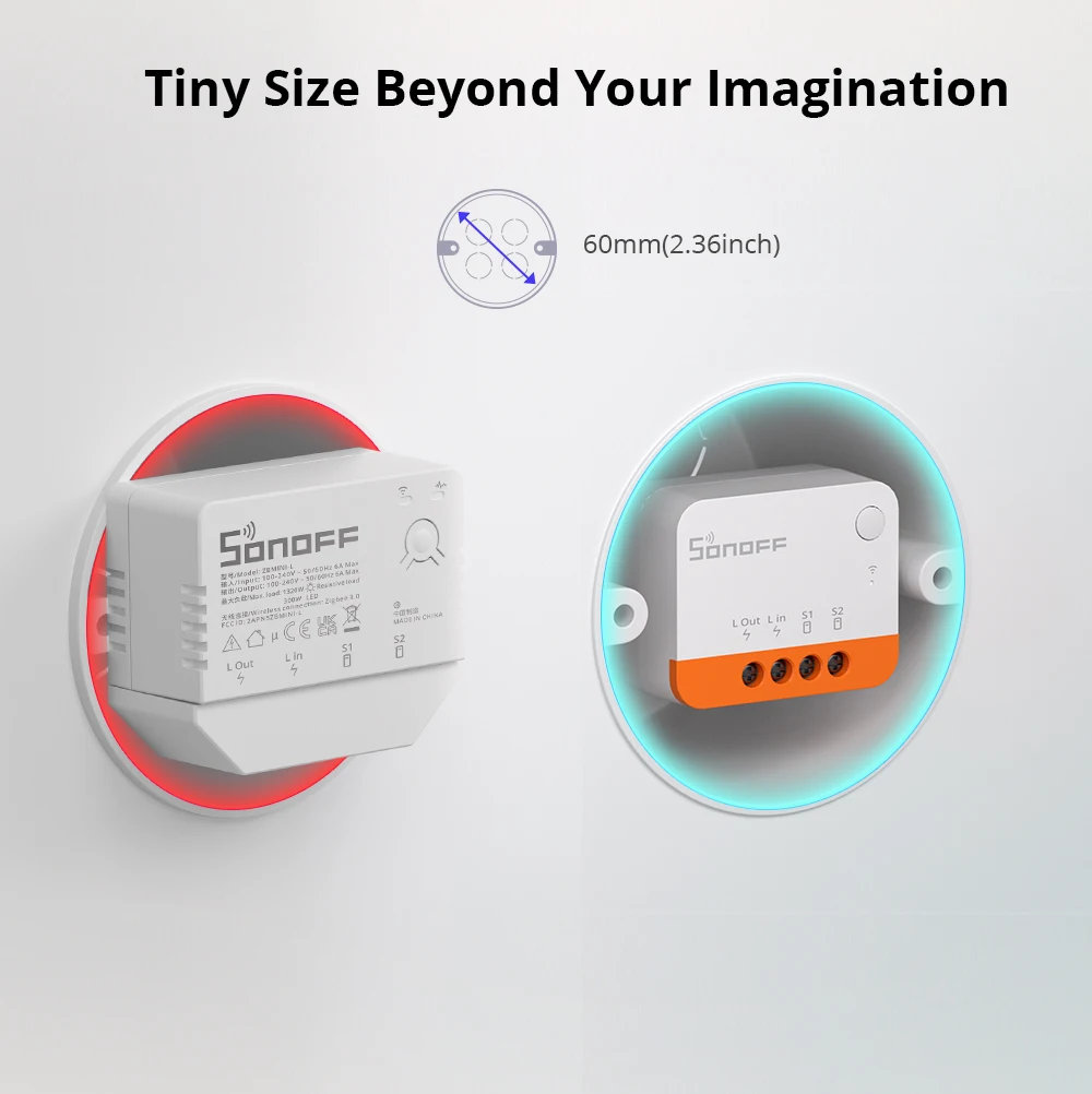 SONOFF ZBMINIL2 No Neutral Wire Required Zigbee Smart Switch MINI Support 2 Way Control eWeLink APP Works for Google Home Alexa
