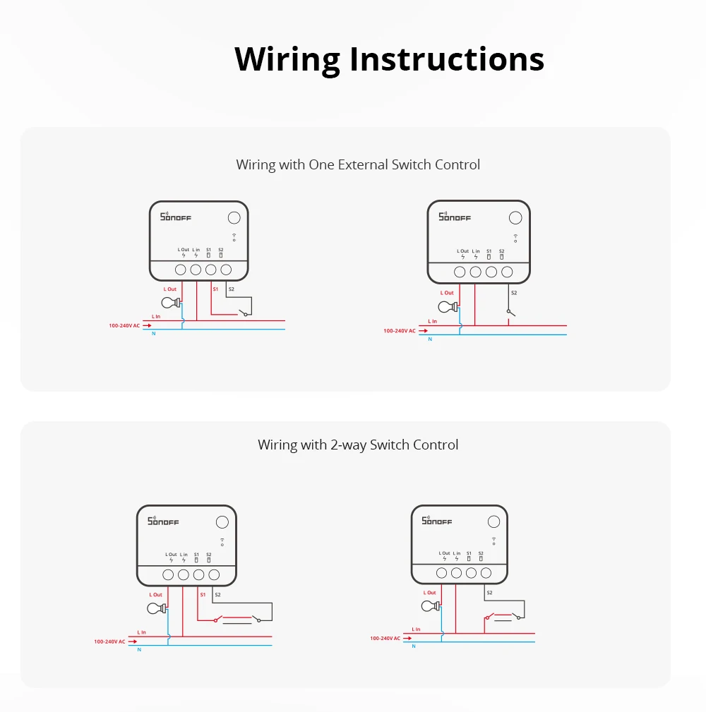 SONOFF ZBMINIL2 No Neutral Wire Required Zigbee Smart Switch MINI Support 2 Way Control eWeLink APP Works for Google Home Alexa