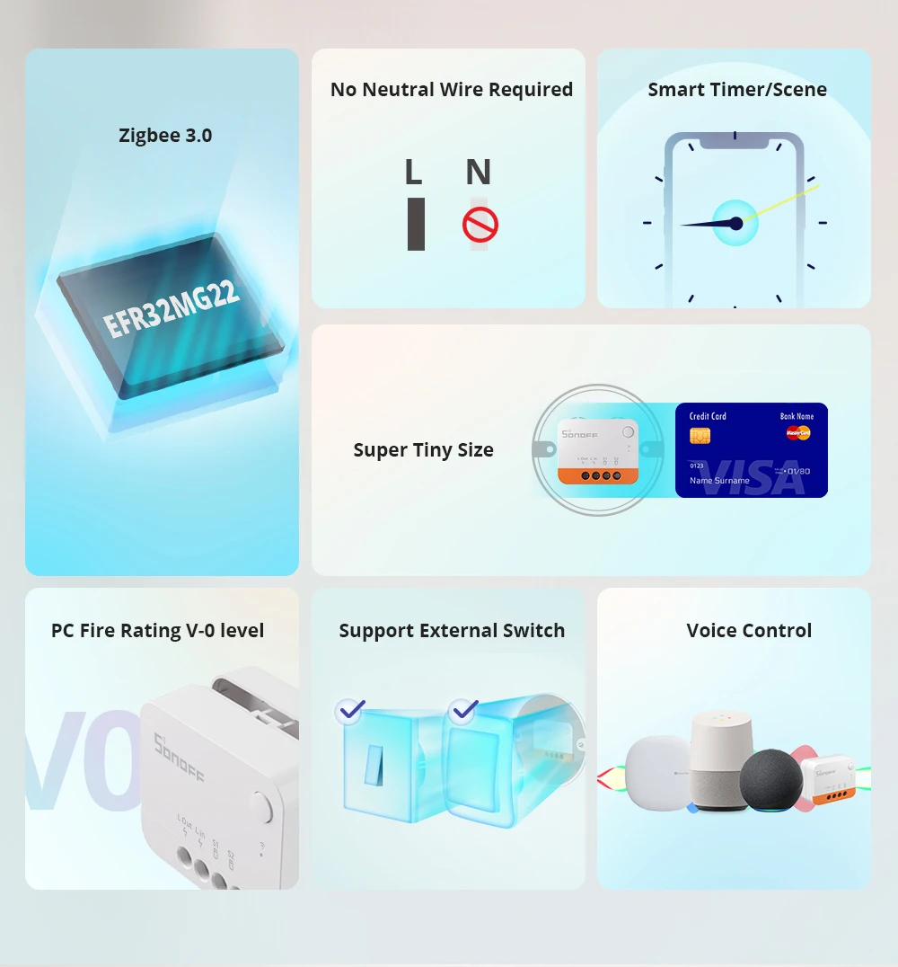 SONOFF ZBMINIL2 No Neutral Wire Required Zigbee Smart Switch MINI Support 2 Way Control eWeLink APP Works for Google Home Alexa
