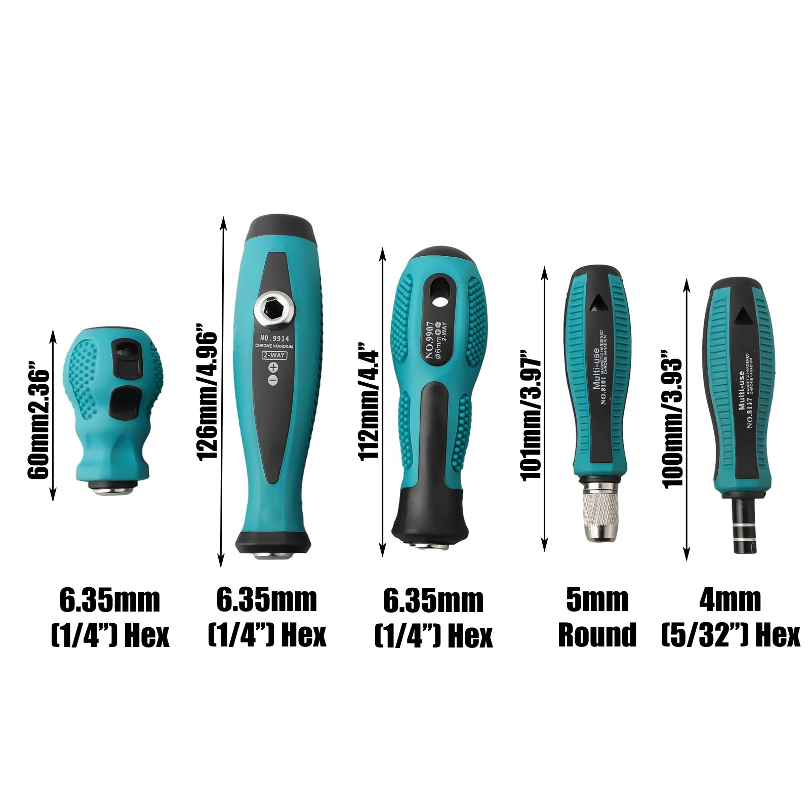 1PCS 6.35mm 4mm Hex 5mm Round Adapter Screwdriver Handle Screwdriver Bit Hand Shank Holder Multi Purpose Screwdriver Bit Handle
