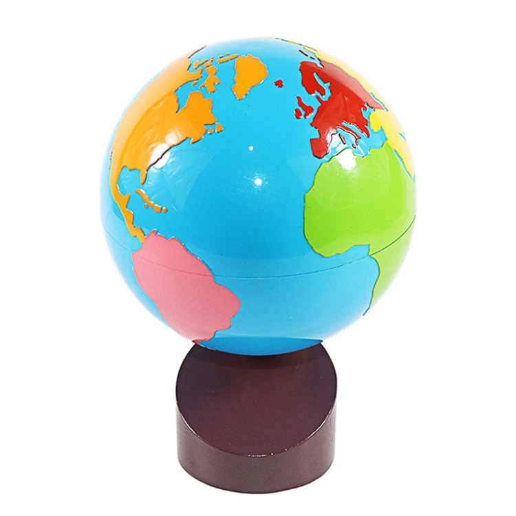 Montessori Geography Materials Globe of World Parts/ Continents Preschool Early Educational Equipment Kids Culture Learning Toys