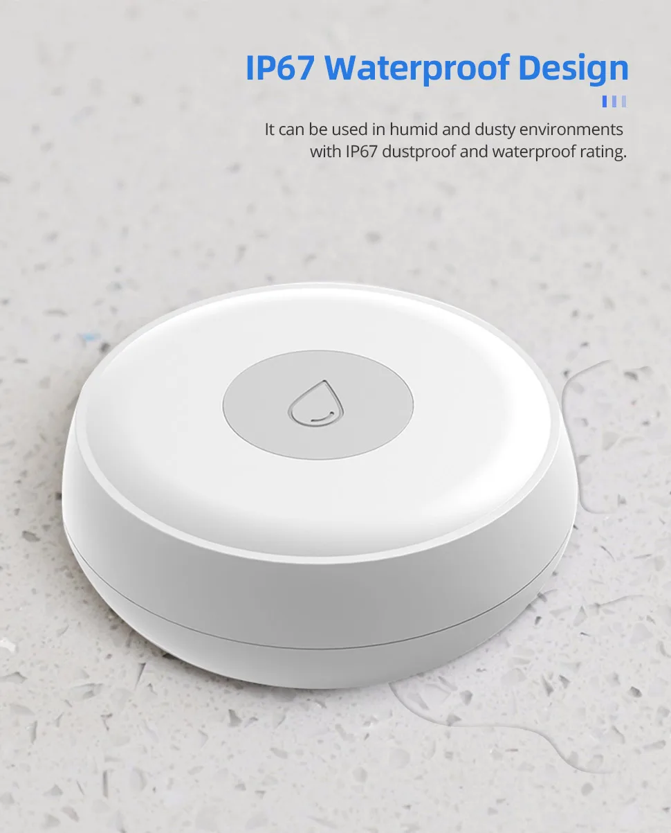 Zemismart Zigbee Water Leak Detector Smart Home Overflow Security Alarm Flood Leakage Sensor Work with Homekit via ZMHK-01