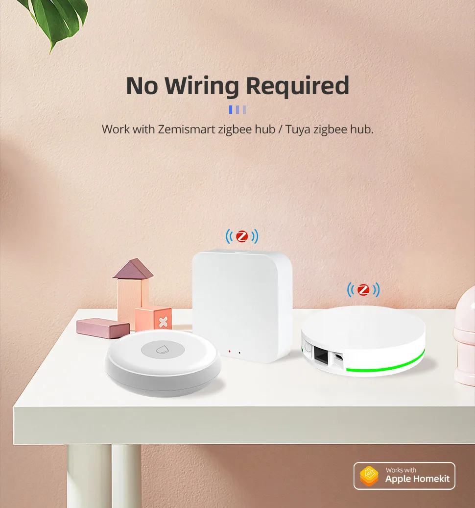 Zemismart Zigbee Water Leak Detector Smart Home Overflow Security Alarm Flood Leakage Sensor Work with Homekit via ZMHK-01