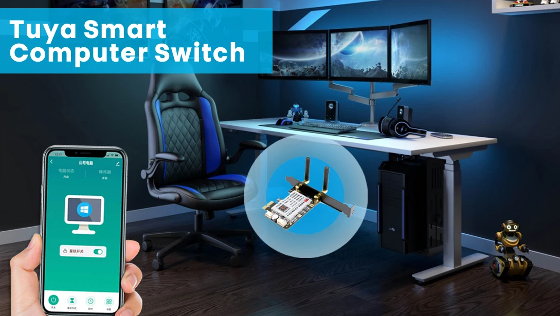 Tuya Wifi Computer Power Reset Switch USB PCIe Card 433 RF Remote PC Power Button, APP Voice Control with Alexa Google Home