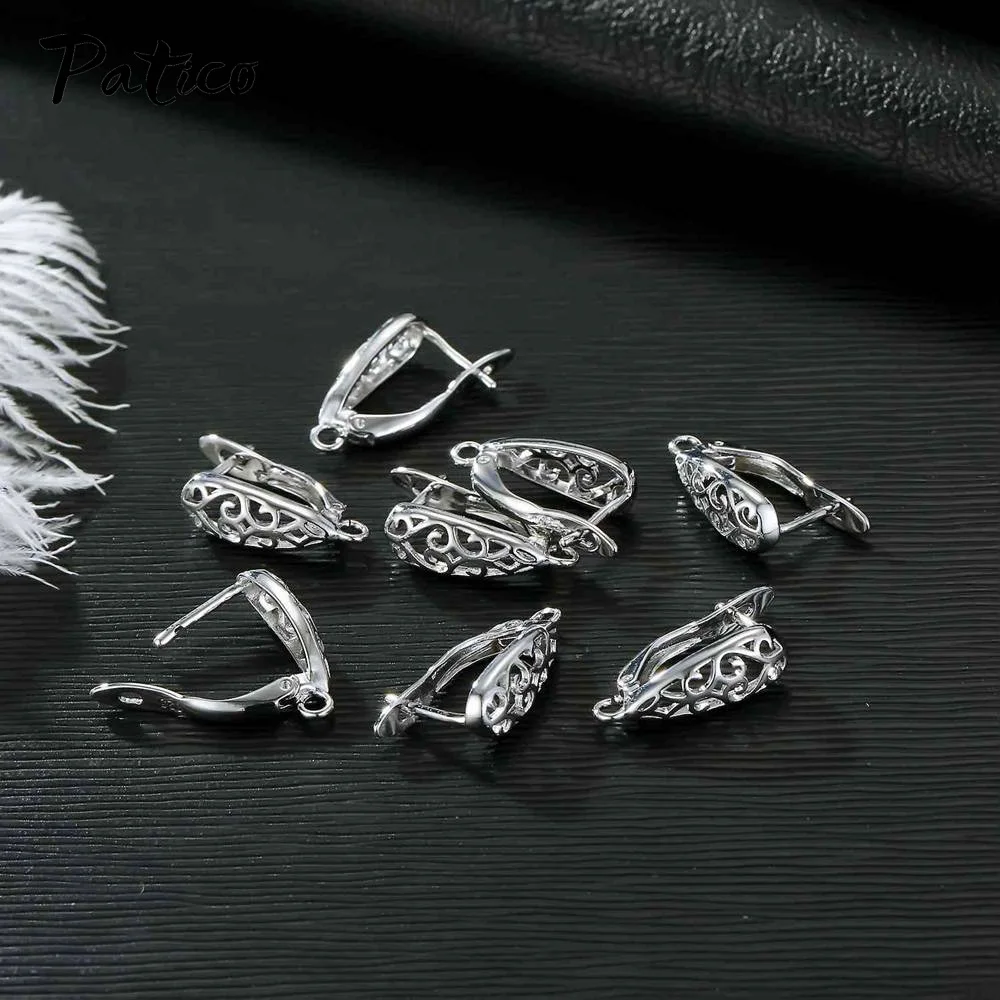New Design Hollow Hook Earrings DIY Earrings Clasps Hooks For Woman Handmade 925 Sterling Silver Jewelry Making Accessories