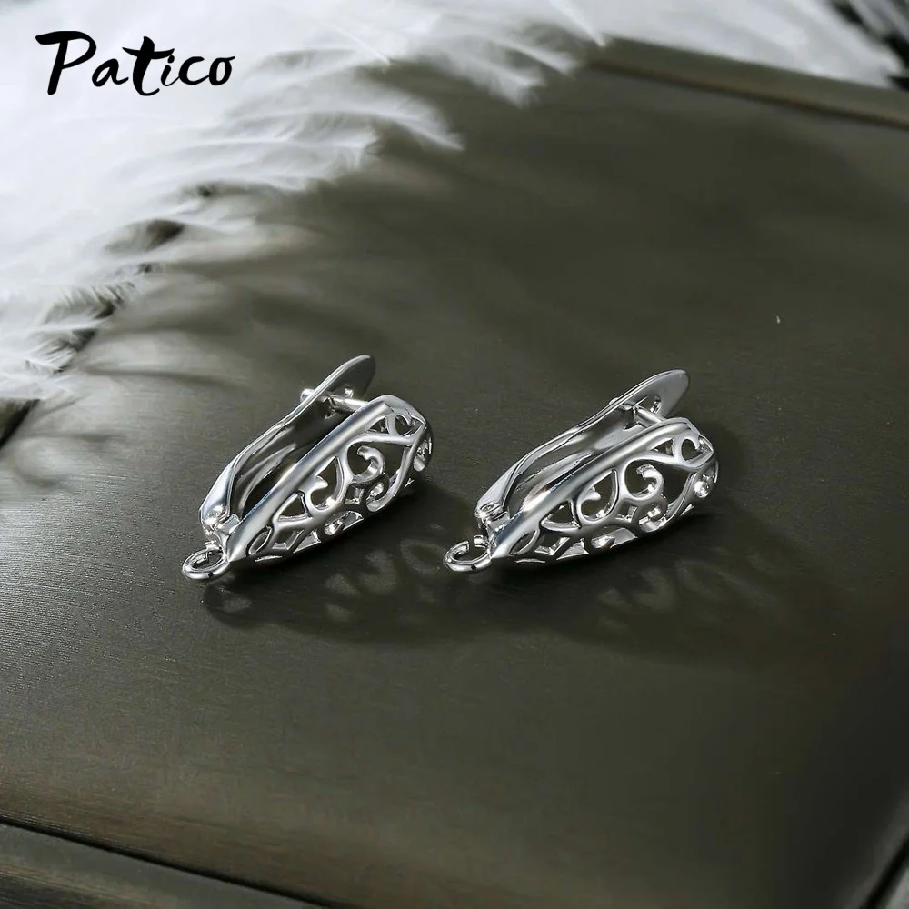 New Design Hollow Hook Earrings DIY Earrings Clasps Hooks For Woman Handmade 925 Sterling Silver Jewelry Making Accessories