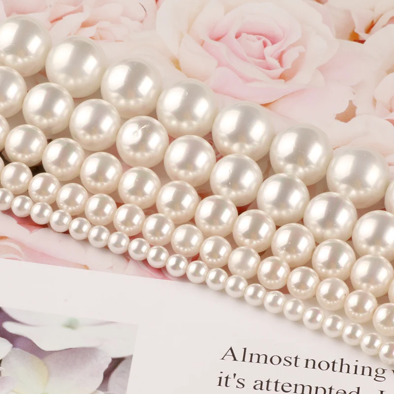 Natural White Shell Pearl Round Loose Beads For Jewelry Making Choker Making Diy Bracelet Jewellery 2/3/4/6/8/mm Wholesale15''