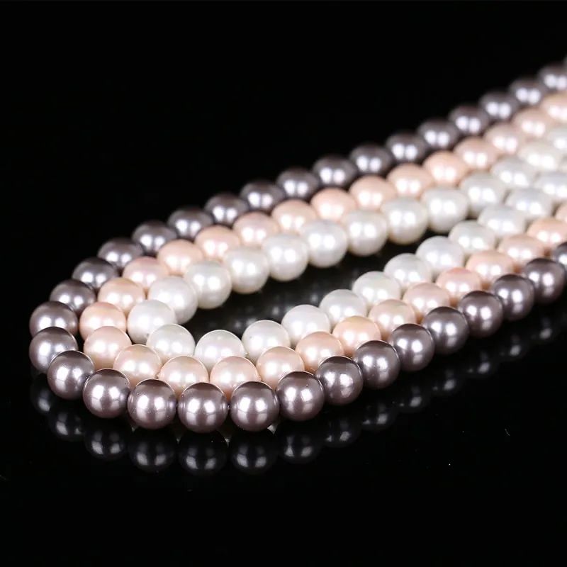 Natural White Shell Pearl Round Loose Beads For Jewelry Making Choker Making Diy Bracelet Jewellery 2/3/4/6/8/mm Wholesale15''