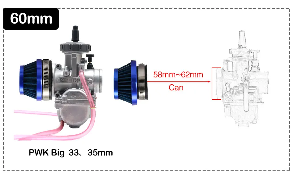 ZSDTRP Universal Carburetor Air Filter Cleaner 48mm 55mm 60mm Motorcycle Scooter For KEIHI KOSO MIKUNI OKO Carburetor