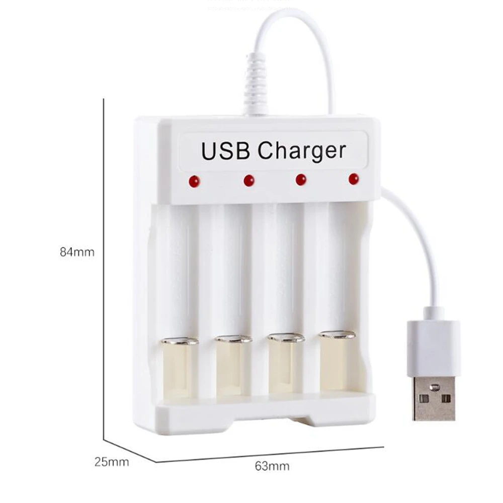 4 Slots USB Fast Charge AA AAA Battery Charger For Rechargeable Nimh Nicd Battery Station Charging Adapter DC1.2V 250mA