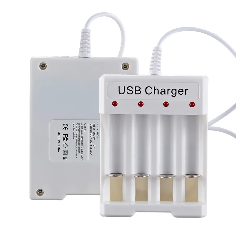 4 Slots USB Fast Charge AA AAA Battery Charger For Rechargeable Nimh Nicd Battery Station Charging Adapter DC1.2V 250mA