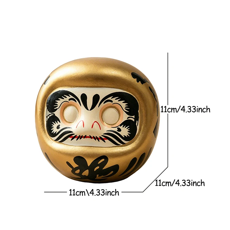 Japanese Ceramic Daruma Statue, Lucky Charm, Zen Ornament, Fengshui Figurine, Money Box, Home Tabletop Decoration, Gifts, 4"