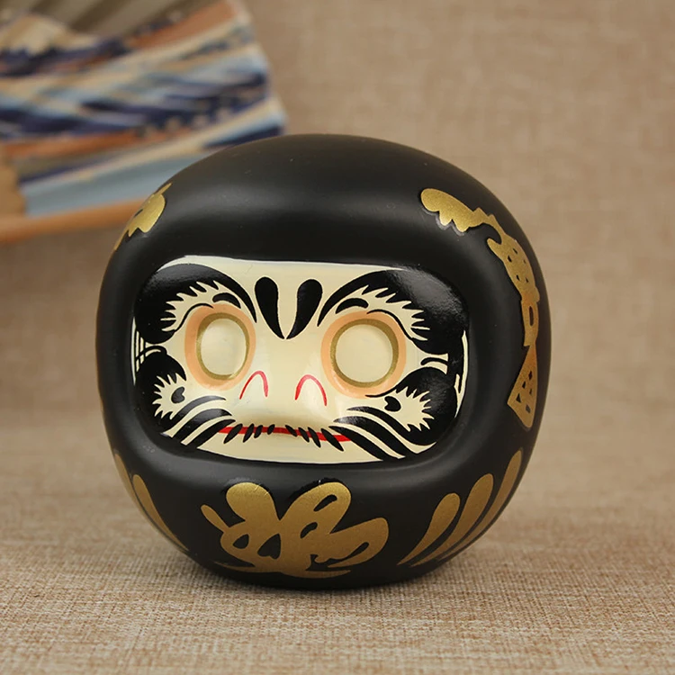 Japanese Ceramic Daruma Statue, Lucky Charm, Zen Ornament, Fengshui Figurine, Money Box, Home Tabletop Decoration, Gifts, 4"
