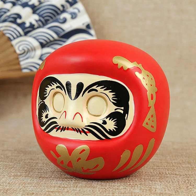 Japanese Ceramic Daruma Statue, Lucky Charm, Zen Ornament, Fengshui Figurine, Money Box, Home Tabletop Decoration, Gifts, 4"