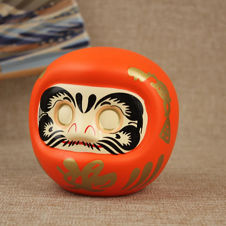Japanese Ceramic Daruma Statue, Lucky Charm, Zen Ornament, Fengshui Figurine, Money Box, Home Tabletop Decoration, Gifts, 4"