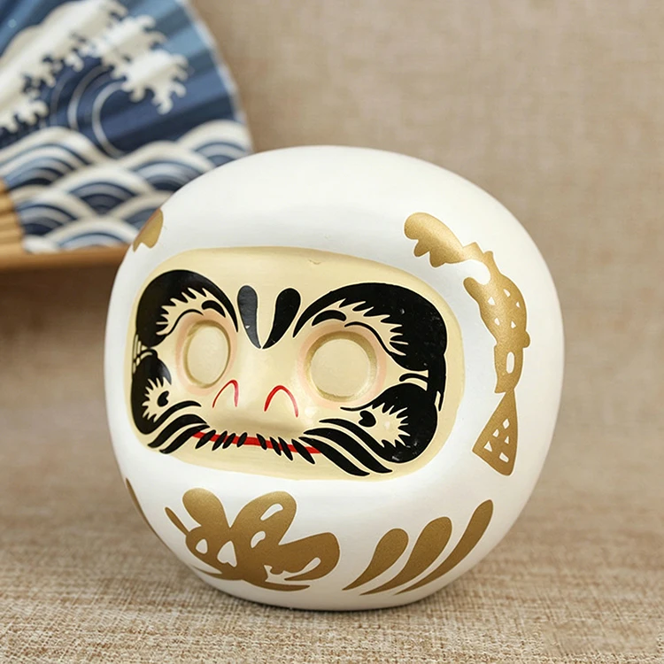 Japanese Ceramic Daruma Statue, Lucky Charm, Zen Ornament, Fengshui Figurine, Money Box, Home Tabletop Decoration, Gifts, 4"