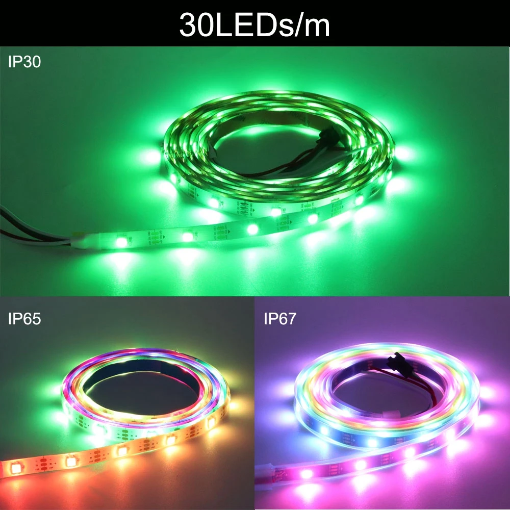 SK6812 RGBW(Similar WS2812B) 4 In 1 30/60/144 Leds/Pixels/m Individual Addressable Led Strip Light Tape IP30/IP65/IP67 DC5V