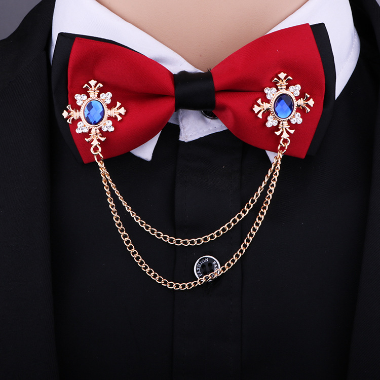 Fashion Tassel Crystal Cross Chain Brooch Women's Shirt Collar Pins and Brooches Personality Lapel Pin Buckle Women Accessories
