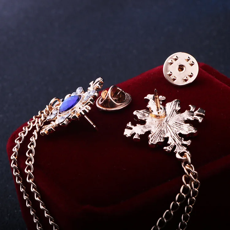Fashion Tassel Crystal Cross Chain Brooch Women's Shirt Collar Pins and Brooches Personality Lapel Pin Buckle Women Accessories