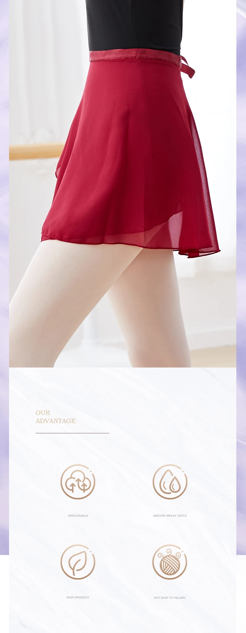 Woman Ballet Skirts WrapTutu Dance Skirt Chiffon Skirts for Girls Tie Up Mini Short Skirt For Dancing 19 Colors