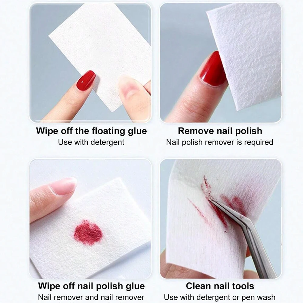 1000/500/100pcs Nail Cotton Wipes Gel Removal Lint-free Wraps Soak Off Clean Varnish Pads Napkins Nail Art Polish Remover Wipes
