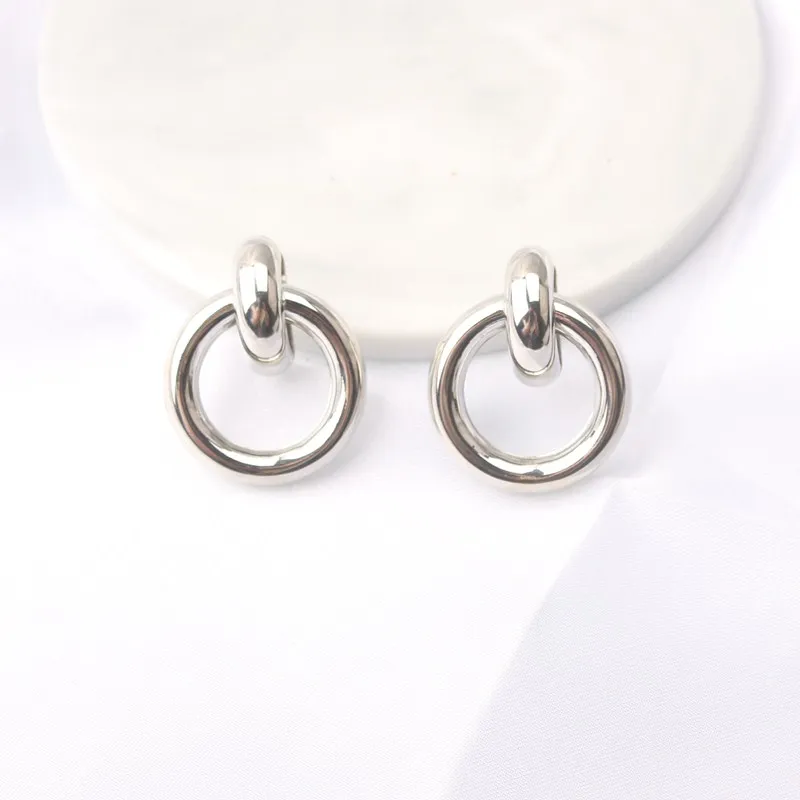 Gold Color Metal Drop Earrings Irregular Hollow Heart Pendants Earrings Twisted Geometric Personality Earrings for Women