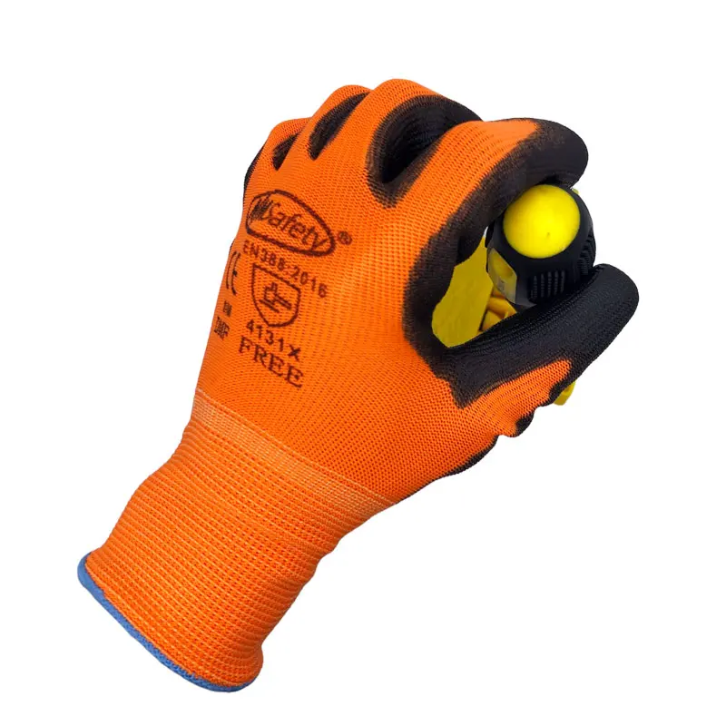 24Pieces/12 Pairs Safety Working Gloves Black Pu Nylon Cotton Glove Industrial Protective Work Gloves NMSafety Brand Supplier