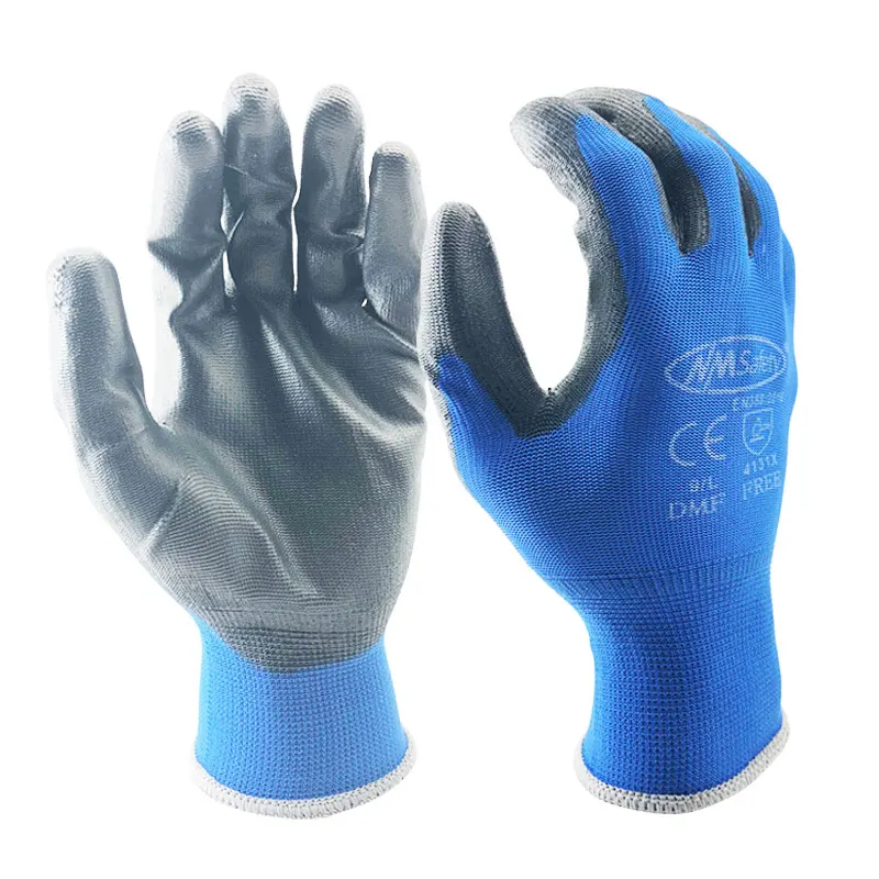 24Pieces/12 Pairs Safety Working Gloves Black Pu Nylon Cotton Glove Industrial Protective Work Gloves NMSafety Brand Supplier