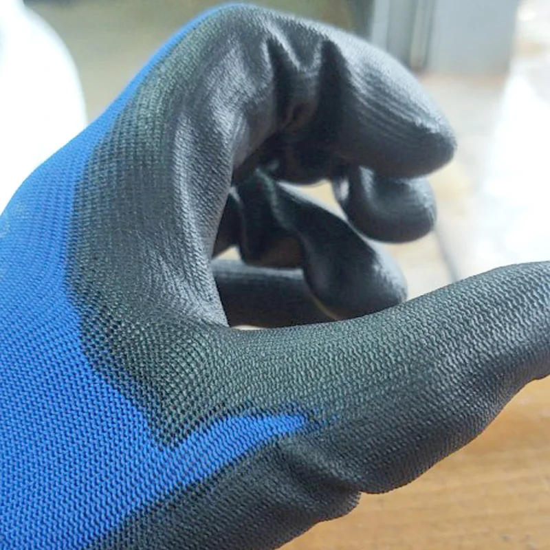 24Pieces/12 Pairs Safety Working Gloves Black Pu Nylon Cotton Glove Industrial Protective Work Gloves NMSafety Brand Supplier