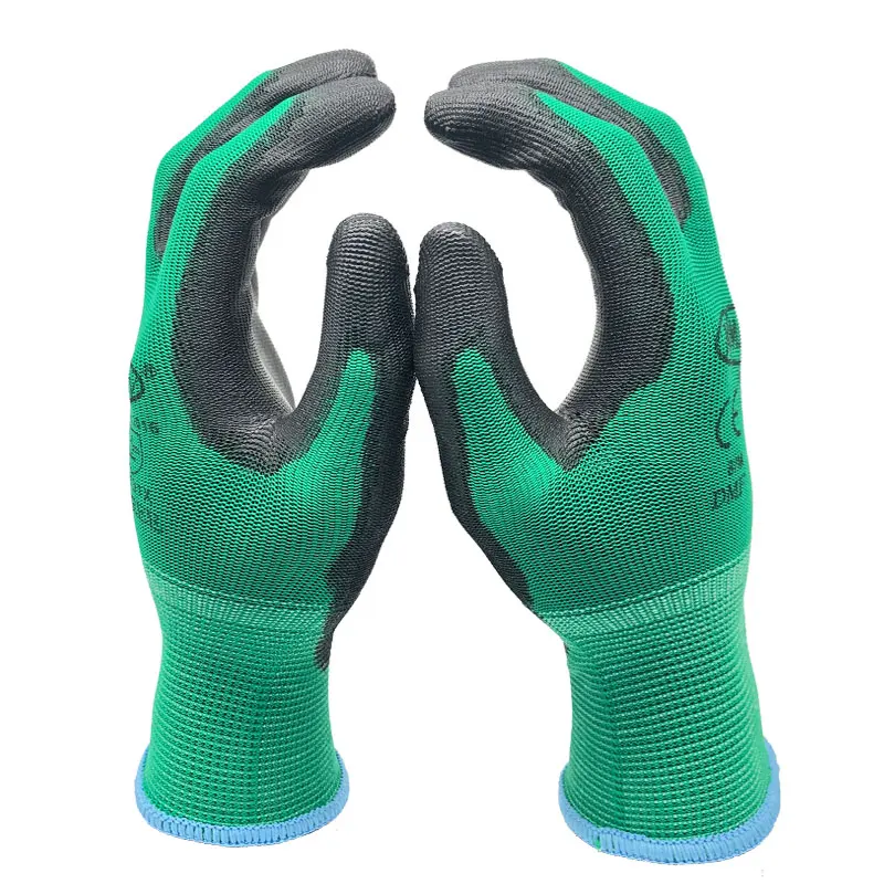24Pieces/12 Pairs Safety Working Gloves Black Pu Nylon Cotton Glove Industrial Protective Work Gloves NMSafety Brand Supplier