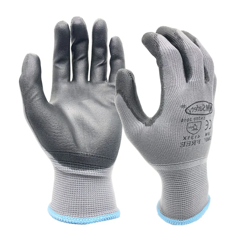 24Pieces/12 Pairs Safety Working Gloves Black Pu Nylon Cotton Glove Industrial Protective Work Gloves NMSafety Brand Supplier