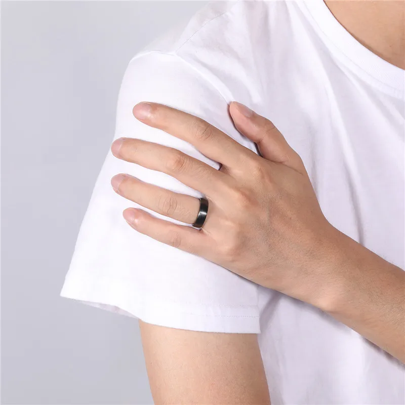 Kolmnsta Ceramic Brushed Black Ring For Men Women 4mm 6mm 8mm Wide Male Wedding Ring Matte anillos mujer Plus Size 4 to Size 14