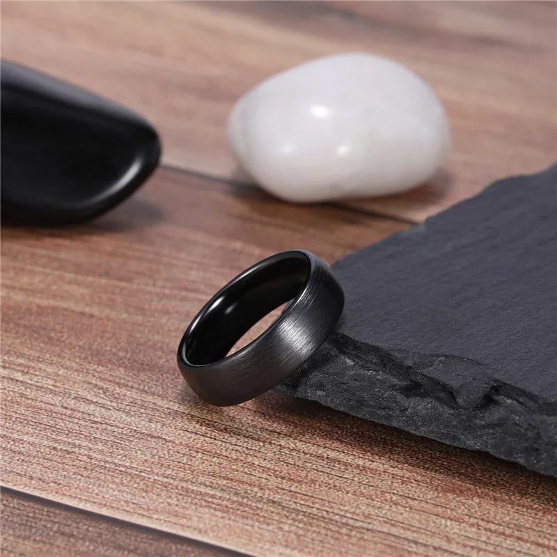 Kolmnsta Ceramic Brushed Black Ring For Men Women 4mm 6mm 8mm Wide Male Wedding Ring Matte anillos mujer Plus Size 4 to Size 14