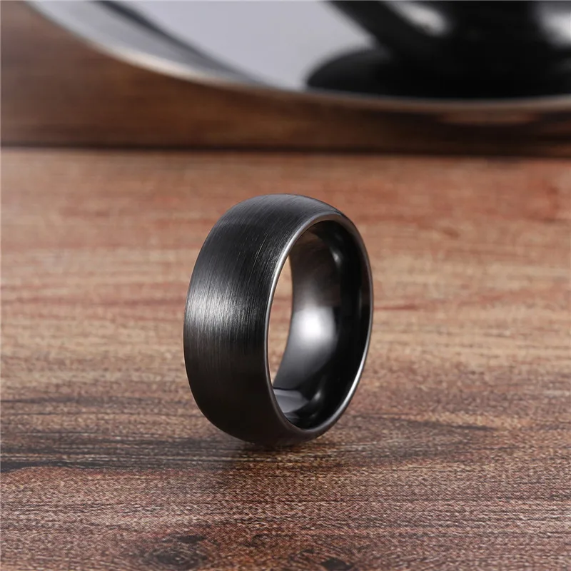 Kolmnsta Ceramic Brushed Black Ring For Men Women 4mm 6mm 8mm Wide Male Wedding Ring Matte anillos mujer Plus Size 4 to Size 14