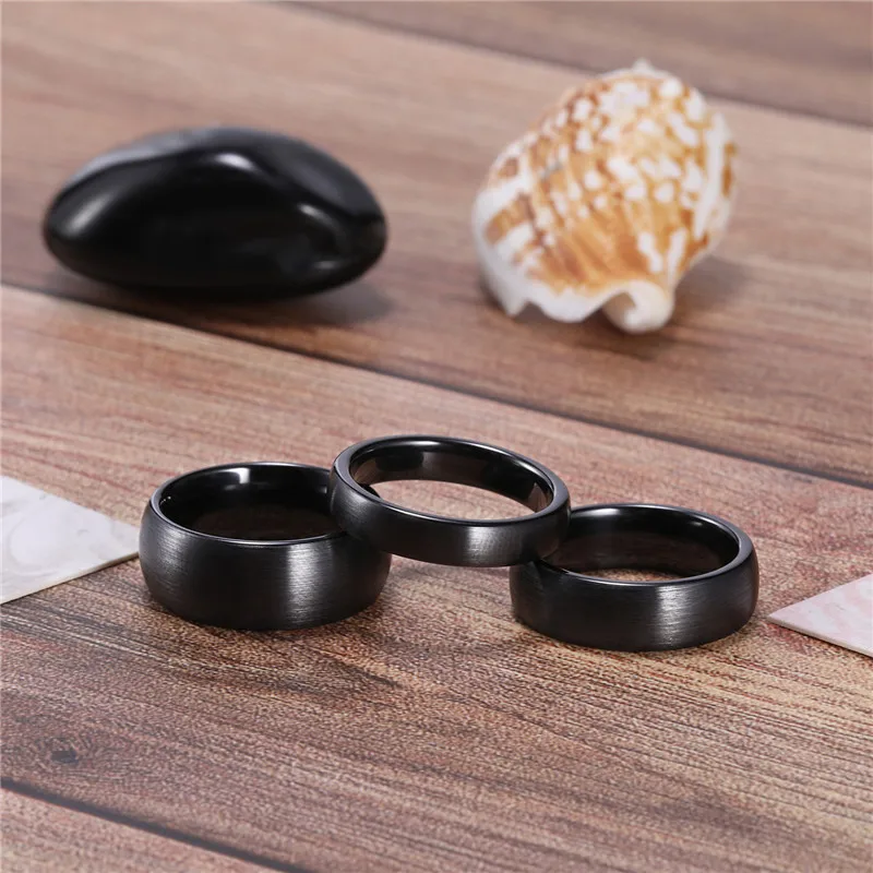 Kolmnsta Ceramic Brushed Black Ring For Men Women 4mm 6mm 8mm Wide Male Wedding Ring Matte anillos mujer Plus Size 4 to Size 14