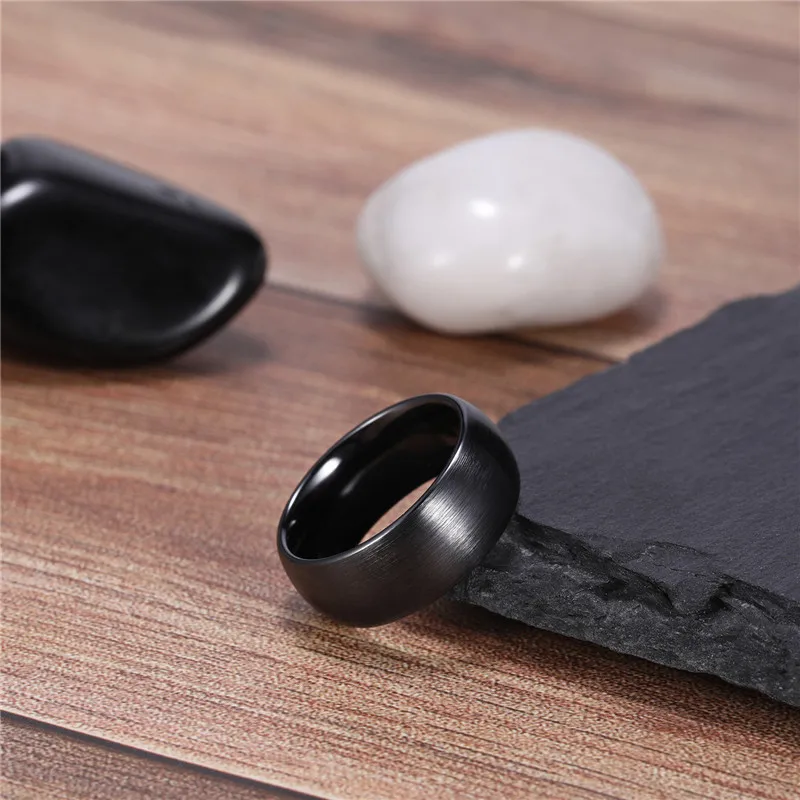 Kolmnsta Ceramic Brushed Black Ring For Men Women 4mm 6mm 8mm Wide Male Wedding Ring Matte anillos mujer Plus Size 4 to Size 14