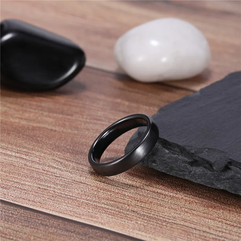 Kolmnsta Ceramic Brushed Black Ring For Men Women 4mm 6mm 8mm Wide Male Wedding Ring Matte anillos mujer Plus Size 4 to Size 14