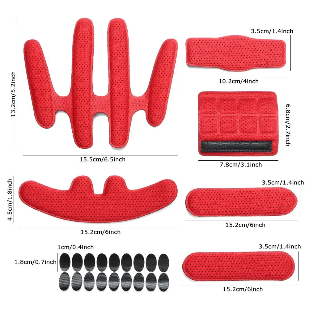 1SET Universal Bat Shape Helmet Inner Padding Kit Protection Sponge Pad Motorcycle Bicycle Replacement Pads Set with Insect Net
