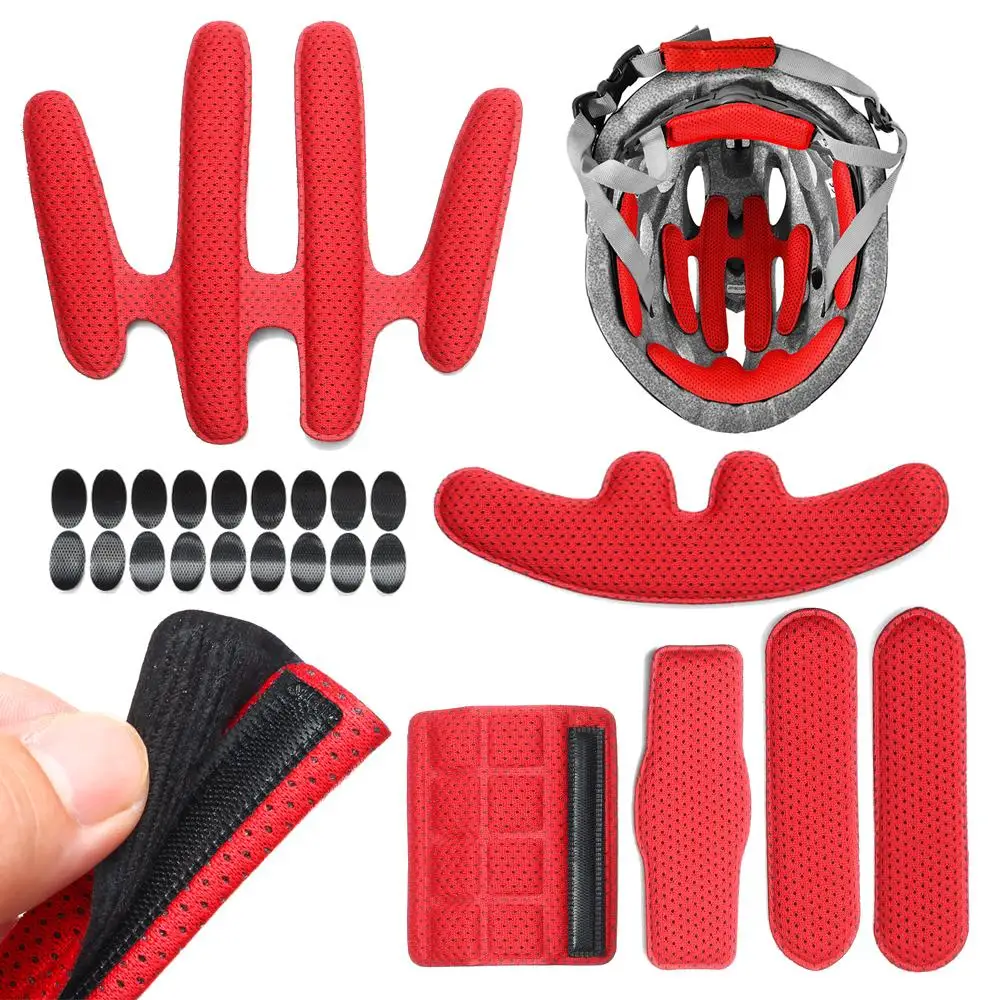 1SET Universal Bat Shape Helmet Inner Padding Kit Protection Sponge Pad Motorcycle Bicycle Replacement Pads Set with Insect Net