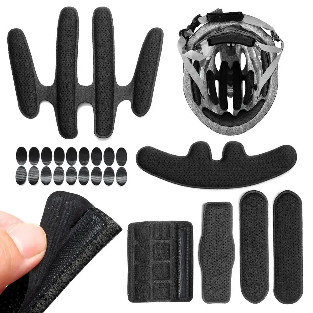 1SET Universal Bat Shape Helmet Inner Padding Kit Protection Sponge Pad Motorcycle Bicycle Replacement Pads Set with Insect Net