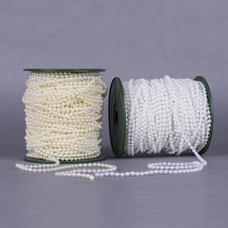 5m 3mm/4mm/5mm/6mm/8mm Craft Square Imitation Pearl Beads Cotton Line Chain For DIY Wedding Party Decoration Party Accessior