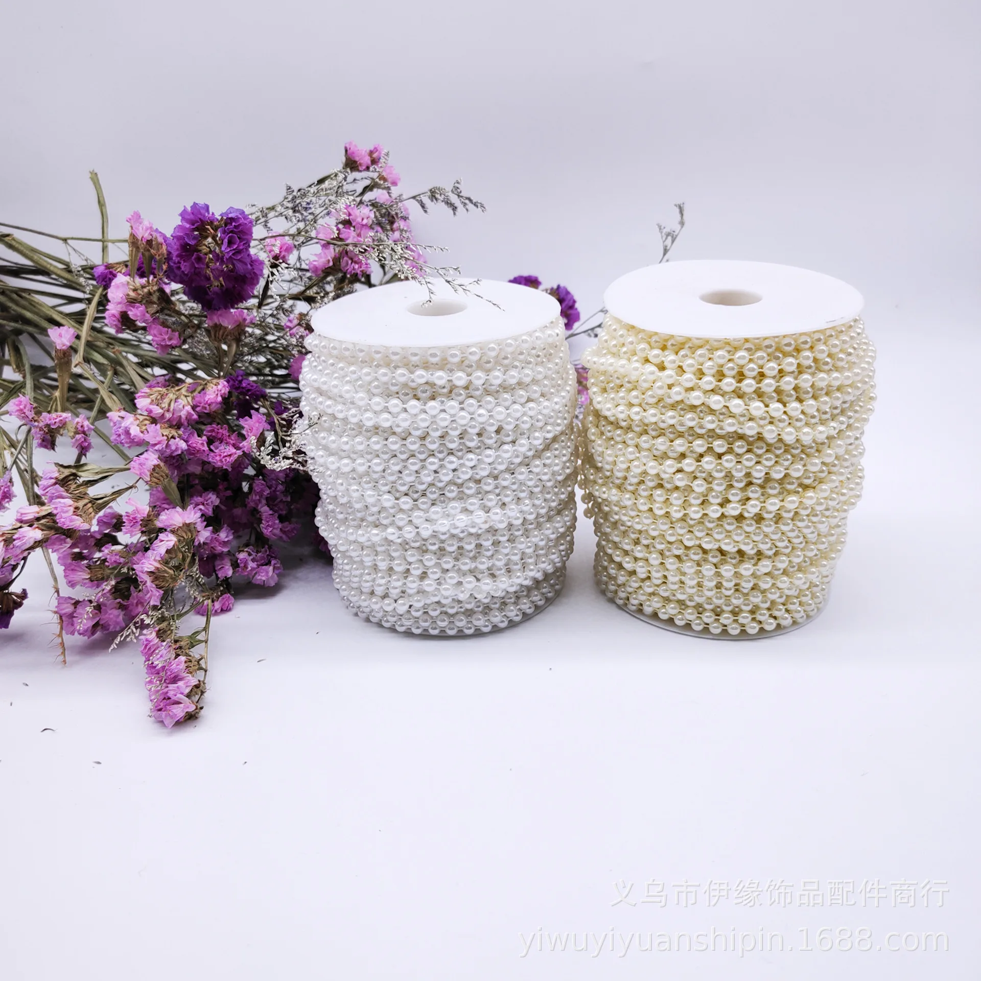 5m 3mm/4mm/5mm/6mm/8mm Craft Square Imitation Pearl Beads Cotton Line Chain For DIY Wedding Party Decoration Party Accessior