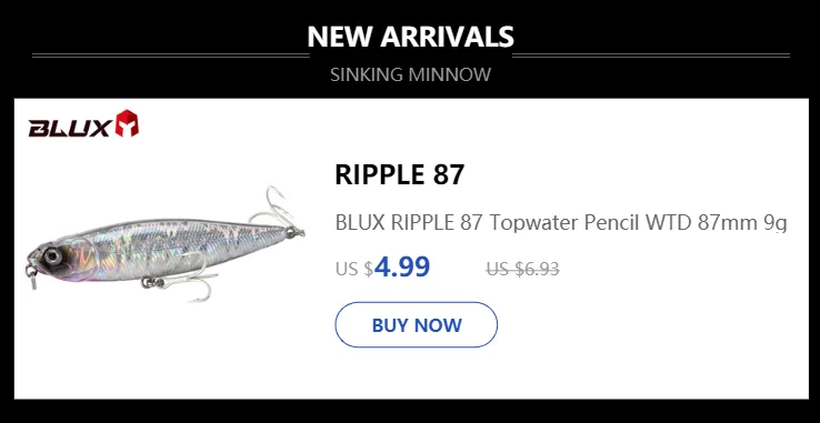 BLUX Rattle Tail 38mm 44mm Power Shining Paddle Metal Jig Fast Zinc Jigging Spoon Bait Bass Trout Sinking Hard Fishing Lure