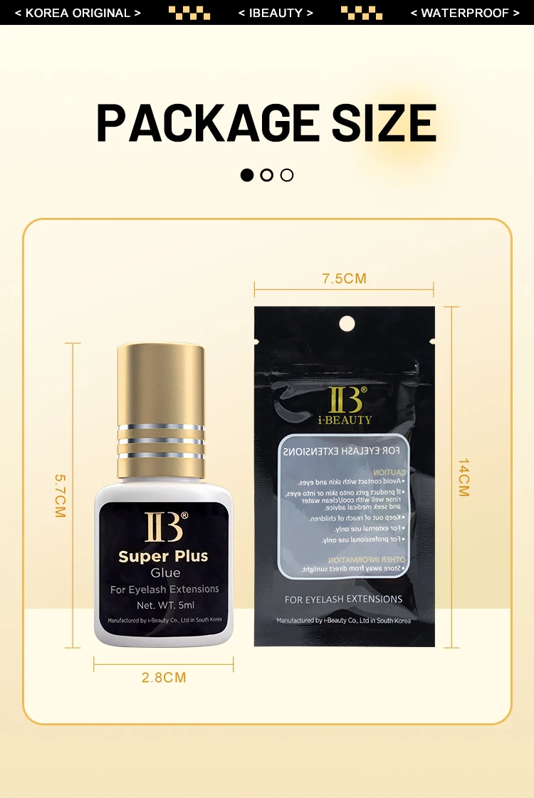 2/5/10 Bottles Original IB Ibeauty Super Plus Glue for Eyelash Extensions 5ml Korea IB Gold Cap False Eyelash Glue Makeup Tools