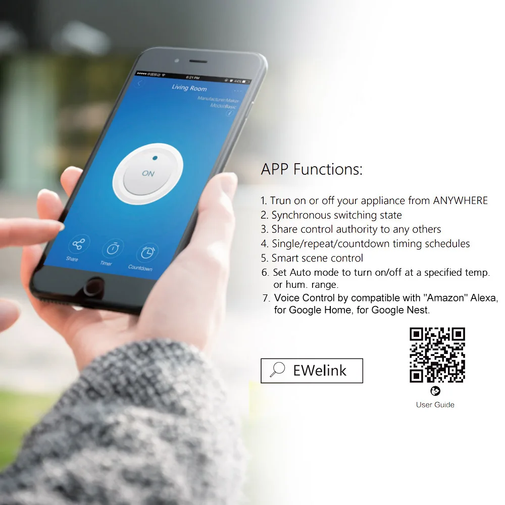 eWelink Smart TH16 Switch 16A Temperature and Humidity Monitoring WiFi Switch Wireless Control Compatible With Alexa Google Home